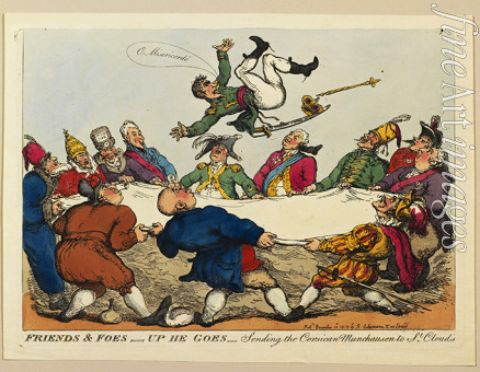 Rowlandson Thomas - Friends and foes, up he goes: Sending the Corsican Munchausen to Saint Cloud's