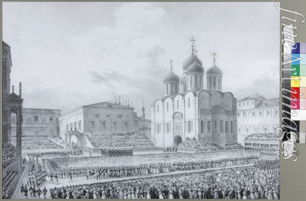 Adam Jean-Victor Vincent - Domplatz, Kreml, die zeremonielle Prozession bei der Krönung (Feierlichkeiten anlässlich der Krönung des Kaisers Nikolaus I.)
