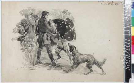 Apsit Alexander Petrovich - Nikolai Rostov at the hunt. Illustration for the novel War and Peace by Leo Tolstoy