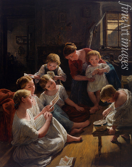 Waldmüller Ferdinand Georg - Children in the morning looking at pictures