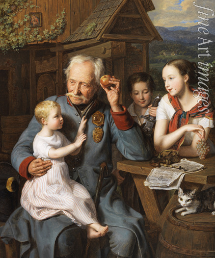 Waldmüller Ferdinand Georg - An old invalid with children