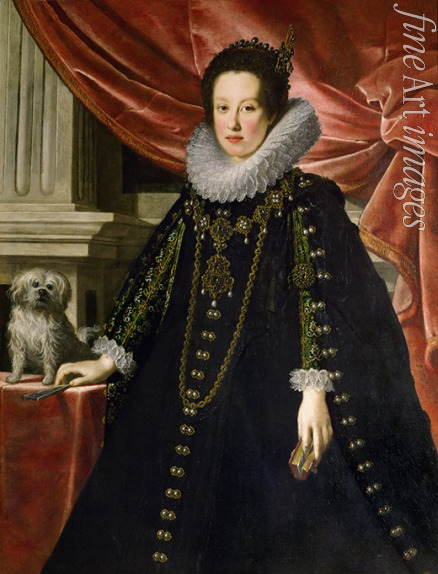 Sustermans Justus (Giusto) - Anna de' Medici (1616-1676), Archduchess of Austria, with a Lap Dog 