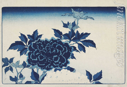 Eisen Keisai - Aizuri-e mit Blumen