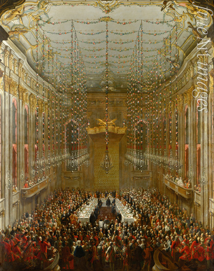 Mijtens (Meytens) Martin van the Younger - Wedding Supper in the Redoute Hall of the Vienna Hofburg, 1760