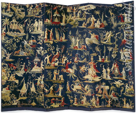 Vos Judocus de workshop of - A pair of Brussels Chinoiserie tapestry-covered six-fold screens