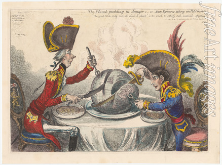 Gillray James - The Plumb-Pudding in Danger, or State Epicures Taking un Petit Souper
