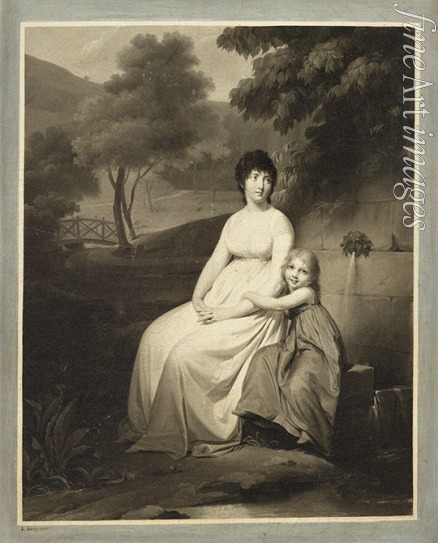 Boilly Louis-Léopold - Portrait von Thérésa Tallien mit ihrer Tochter in einem Park