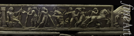 Römische Antike Kunst Klassische Skulptur - Ödipus-Szenen: Ödipus tötet Laios, Ödipus und die Sphinx, Der Bote aus Korinth (Vorderseite eines Sarkophags)
