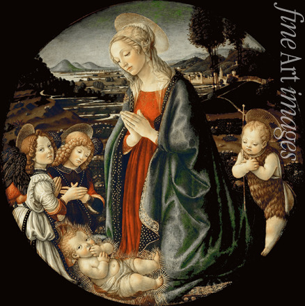 Botticini Francesco - Die Jungfrau mit Johannes dem Täufer und zwei Engeln in Anbetung des Christuskindes