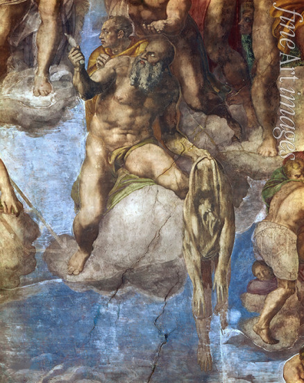 Buonarroti Michelangelo - Saint Bartholomew displaying his flayed skin. Detail of the fresco 