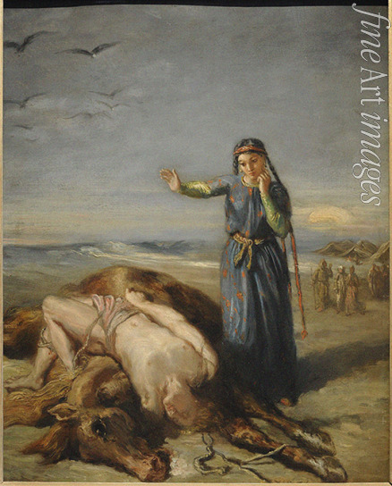Chassériau Théodore - Ein junges Kosakenmädchen findet Masepa ohnmächtig an der Leiche des Pferdes