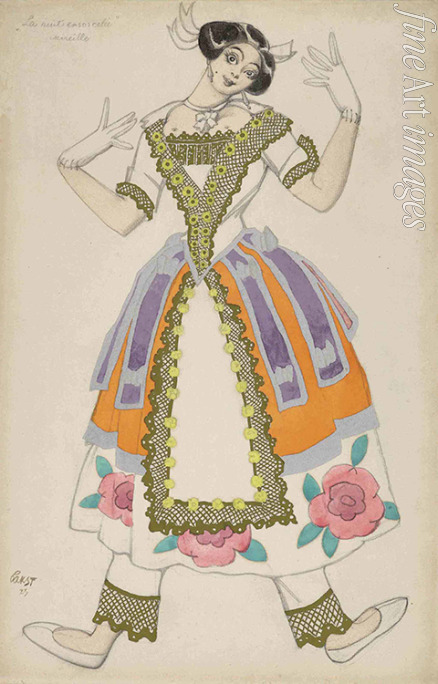 Bakst Léon - Costume design for the Ballet La Nuit ensorcelée by F. Chopin and L. Aubert