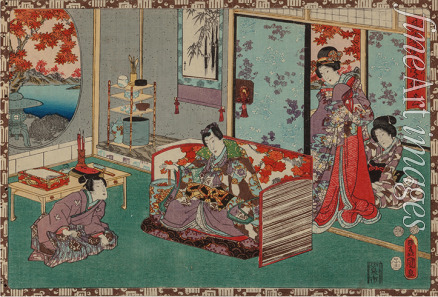 Kunisada (Toyokuni III) Utagawa - From the series Sono sugata yukari no utsushi-e (Magic Lantern Slides of That Romantic Purple Figure)
