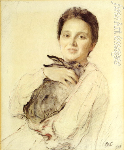 Serov Valentin Alexandrovich - Portrait of Kleopatra Obninskaya with a Hare