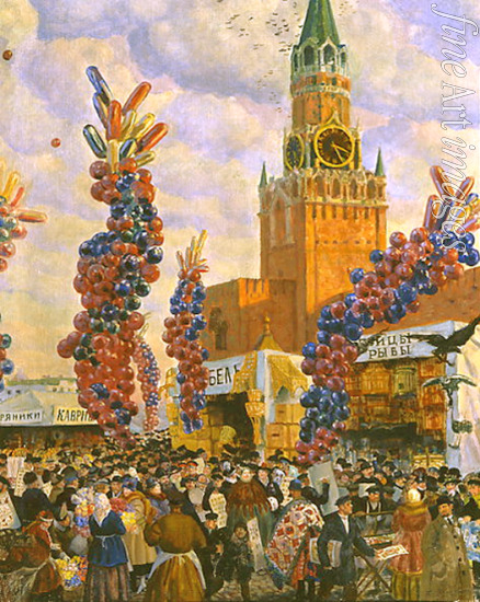 Kustodiev Boris Michaylovich - Easter markt at the Moscow Kremlin