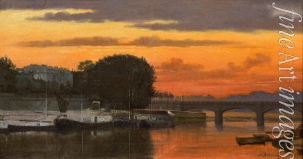Daubigny Charles-François - The Pont de la Concorde at sunset