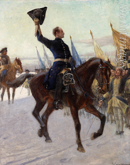 Cederström Gustaf - Charles XII greets his Caroleans