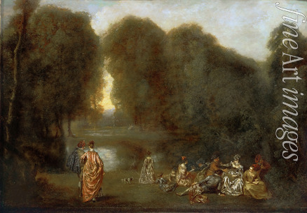 Watteau Jean Antoine - Assembly in a Park