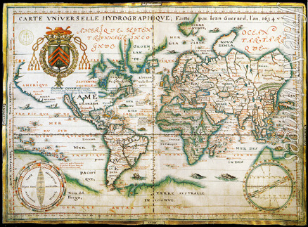 Guérard Jean - Nautische Weltkarte. (Australien ist als unbekanntes Gebiet und Kalifornien als eine Insel dargestellt)