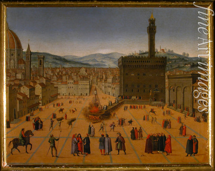 Anonymous - Girolamo Savonarola's execution on the Piazza della Signoria in Florence in 1498