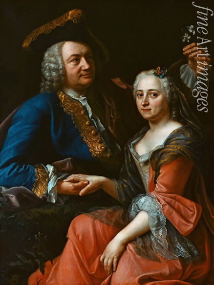 Unbekannter Künstler - Porträt von Johann Christoph Gottsched (1700-1766) mit seiner Frau Luise 