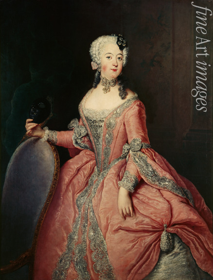 Pesne Antoine - Porträt von Luise Ulrike von Preußen (1720-1782) mit Maske in der Hand