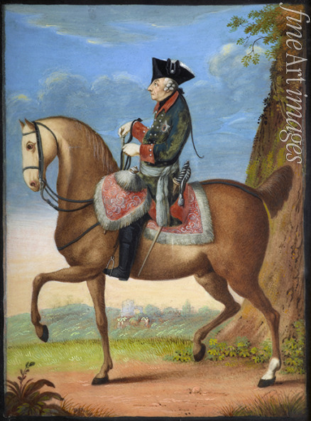 Chodowiecki Daniel Nikolaus - Porträt von Friedrich II., König von Preussen (1712-1786) zu Pferde 