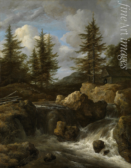 Ruisdael Jacob Isaacksz van - Ein Wasserfall in einer felsigen Landschaft 