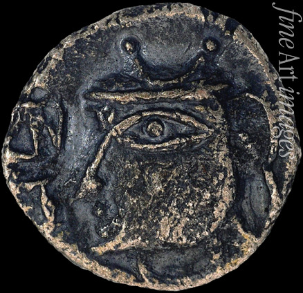 Numismatic Oriental coins - The head of king Harshavardhana. Silver Drachma 