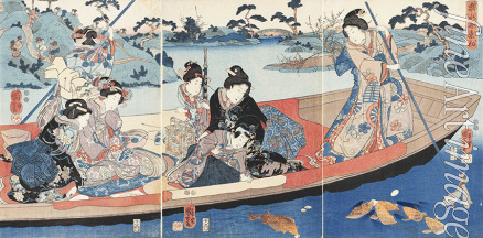 Kuniyoshi Utagawa - Sensui fune johatsu (Auf einem Boot durch den Miniatursee)