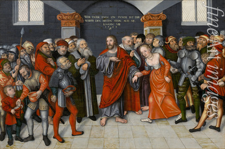 Cranach Lucas der Jüngere Werkstatt von - Christus und die Sünderin