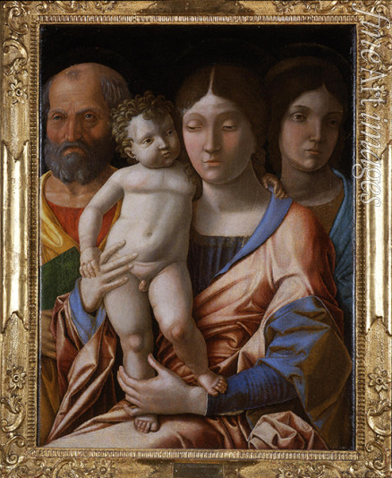 Mantegna Andrea - Die Heilige Familie mit einem Heiligen
