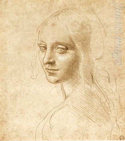 Leonardo da Vinci - Kopf und Schultern eines Mädchens