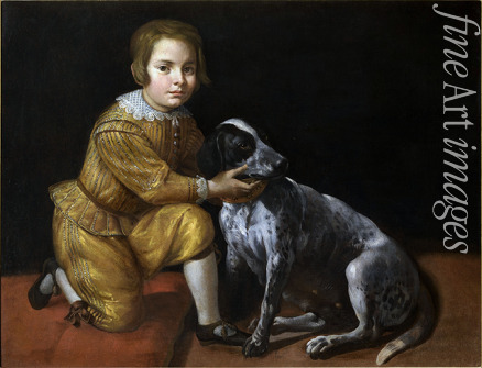 Fiasella Domenico - Portrait of a boy with a dog