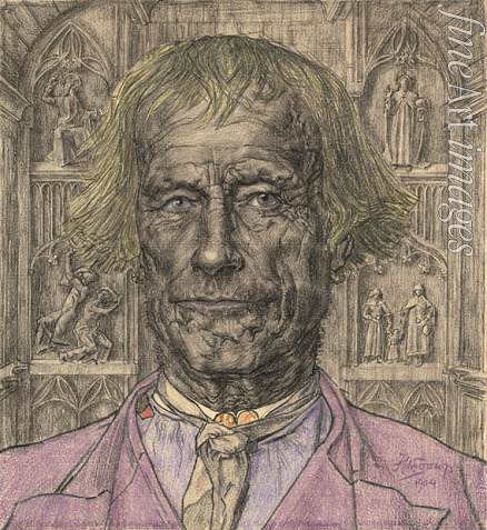 Toorop Jan - Portrait of an Old Peasant in Front of a Cathedral