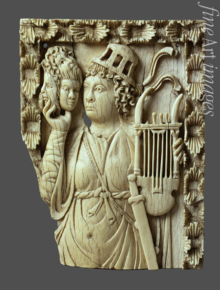 West European Applied Art - Muse of the comedy with lyre, masks and sword