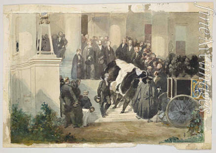 Lami Eugène Louis - The coffin of Prince Ferdinand Philippe d'Orléans leaves the Château de Clermont