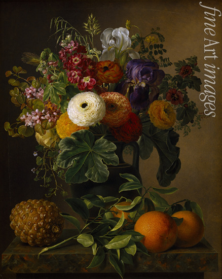 Jensen Johan Laurentz - Stillleben mit Blumen in antiker Vase 