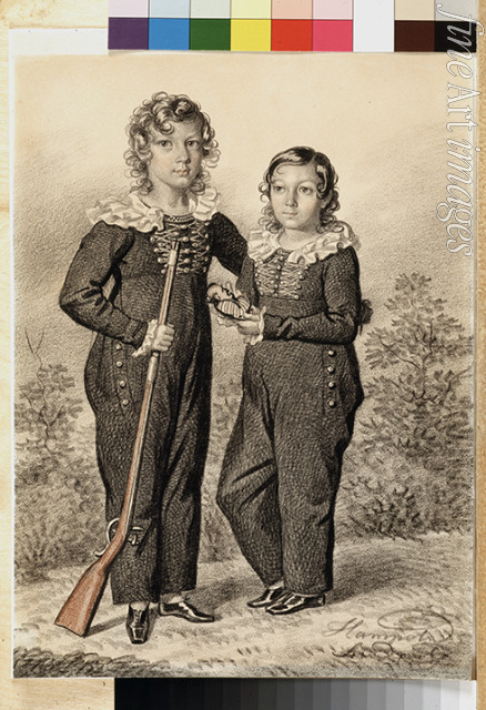 Hampeln Carl von - Portrait of Alexander and Alexei Dondukov-Korsakov