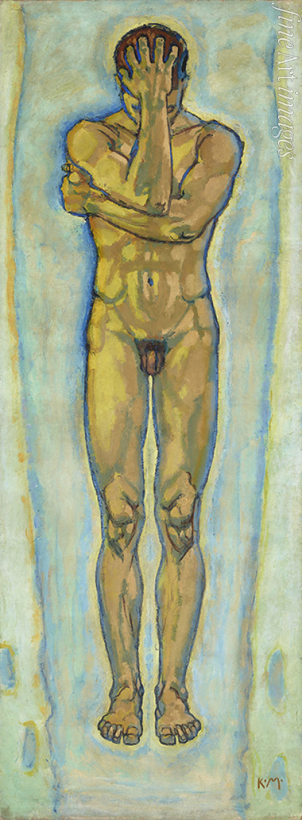 Moser Koloman - Male nude (yellow and blue)
