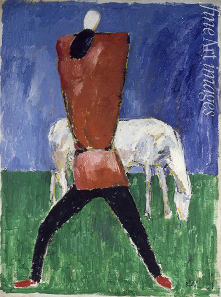 Malevich Kasimir Severinovich - The White Horse (Man and Horse)
