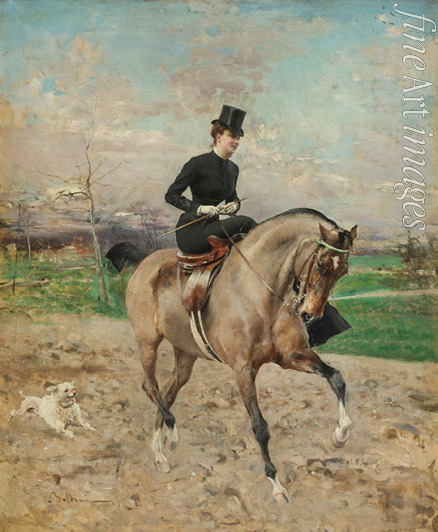 Boldini Giovanni - Horsewoman. (Alice Régnault on horseback)