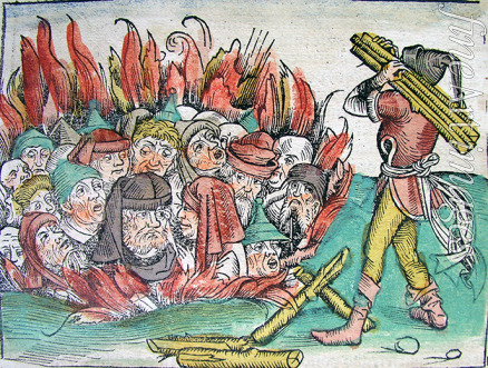 Wolgemut Michael - Burning of the Jews at Deggendorf in 1338 (from the Schedel's Chronicle of the World)