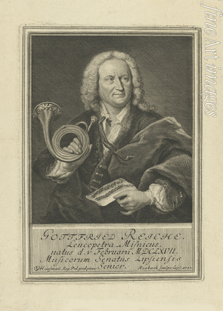 Rosbach Johann Friedrich - Portrait of the trumpet player and composer Gottfried Reiche (1667-1734) 