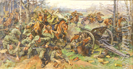 Borisov Nikolai Yakovlevich - The Russian Cavalry charging the German artillery in 1915