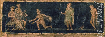 Römisch-pompejanische Wandmalerei - Wettbewerb zwischen Apollon und Marsyas