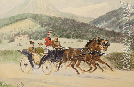 Wilda Heinrich Gottfried - Emperor Franz Joseph I of Austria and Archduke Franz Ferdinand in hunting garb in a carriage