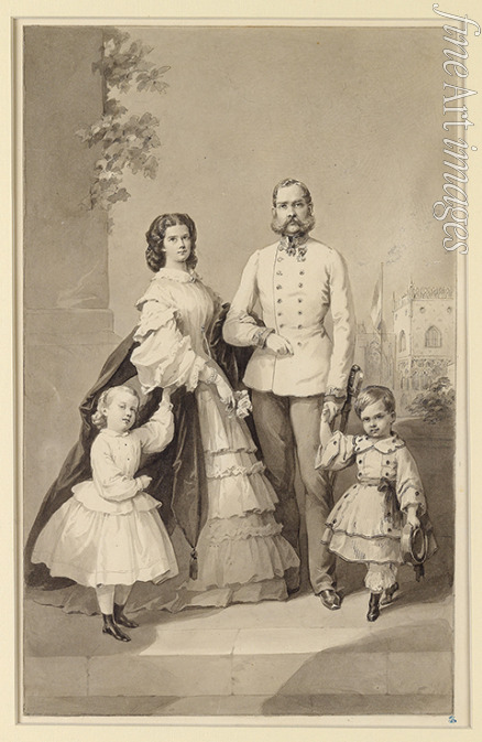 Anonymous - Emperor Franz Joseph I with Empress Elisabeth and their children Crown Prince Rudolf and Archduchess Gisela