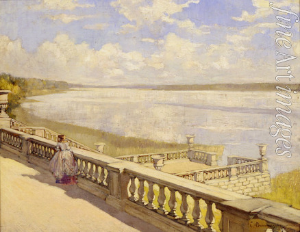Vinogradov Sergei Arsenyevich - Sunny day. A lady at the balustrade