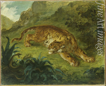 Delacroix Eugène - Tiger und Schlange